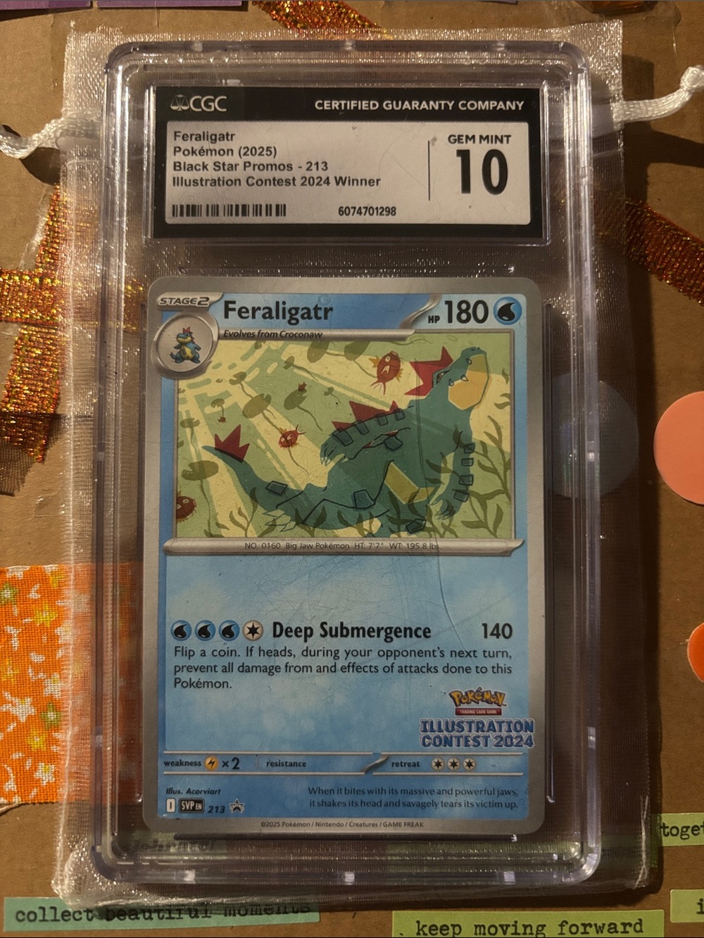 CGC 10 Feraligatr Pokemon Black Star Promo Card - Blue & Green